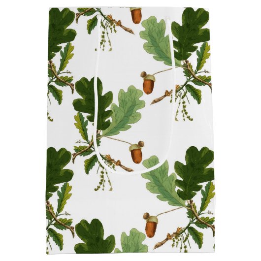 Elegant eikenblad en eikel medium cadeauzakje (Achterkant)