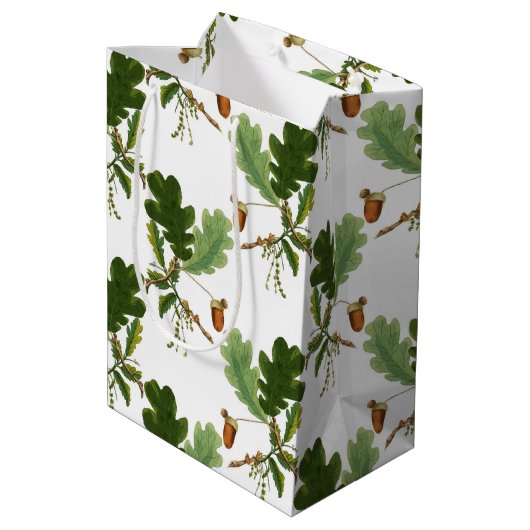 Elegant eikenblad en eikel medium cadeauzakje (Achterkant Gekanteld)