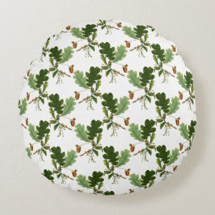 Elegant eikenblad en eikel rond kussen