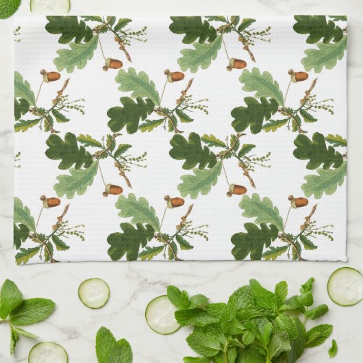 Elegant eikenblad en eikel theedoek (Gevouwen)