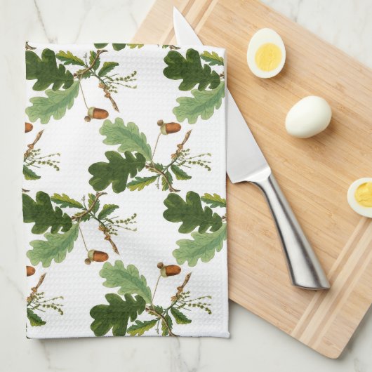 Elegant eikenblad en eikel theedoek (Quarter Fold)