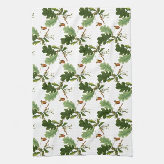 Elegant eikenblad en eikel theedoek (Verticaal)