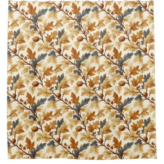Elegant eikenblad & Pinecone Herfst Pattern Douchegordijn (Voorkant)