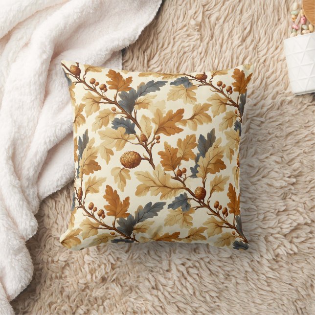 Elegant eikenblad & Pinecone Herfst Pattern Kussen (Deken)
