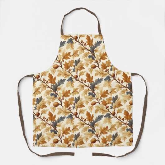 Elegant eikenblad & Pinecone Herfst Pattern Schort (Voorkant)