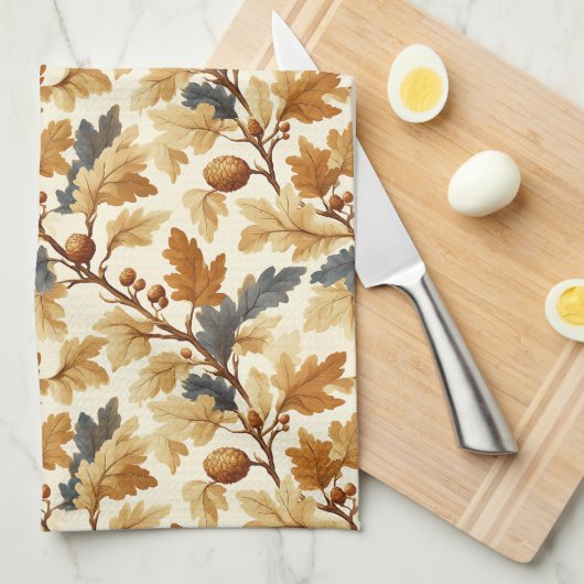 Elegant eikenblad & Pinecone Herfst Pattern Theedoek (Quarter Fold)