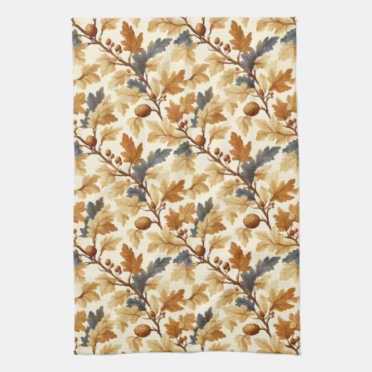 Elegant eikenblad & Pinecone Herfst Pattern Theedoek (Verticaal)