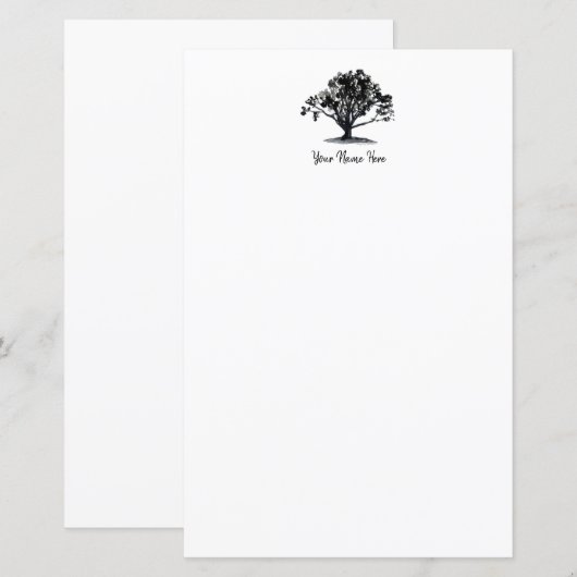 Elegant eikenboominkt Tekenmonogram (Voorkant / Achterkant)