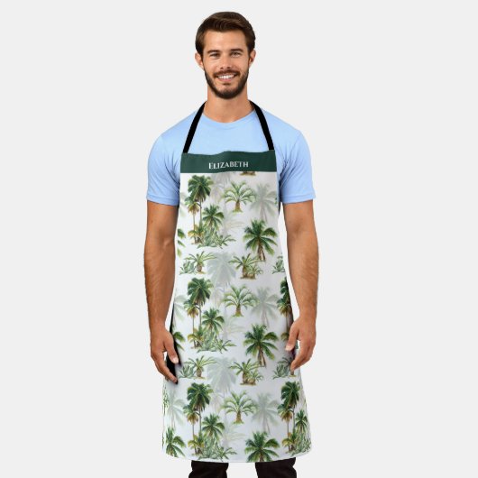 Elegant eiland palmboom bloemenmonogram schort (Gedragen)