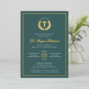 Elegant eindexamenfeest medicijnen folie uitnodiging