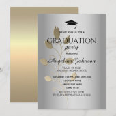 Elegant eindexamenfeestje goud en zilver kaart (Voorkant / Achterkant)
