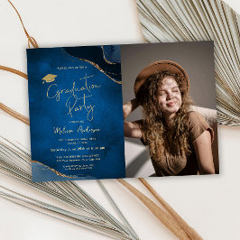 Elegant eindexamenfeestje marineblauw kaart