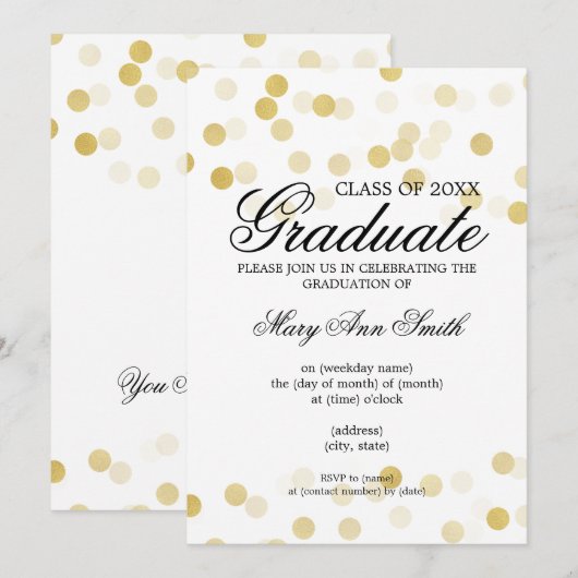 Elegant einfeest met goud folie glitterslinger kaart (Voorkant / Achterkant)