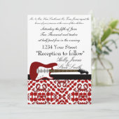 Elegant Electric Guitar Wedding Invitation Kaart (Staand voorkant)