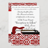 Elegant Electric Guitar Wedding Invitation Kaart (Voorkant / Achterkant)