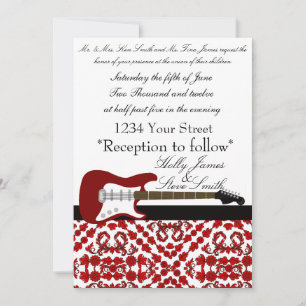 Elegant Electric Guitar Wedding Invitation Kaart