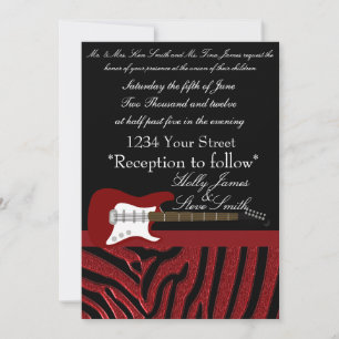 Elegant Electric Guitar Wedding Invitation Kaart