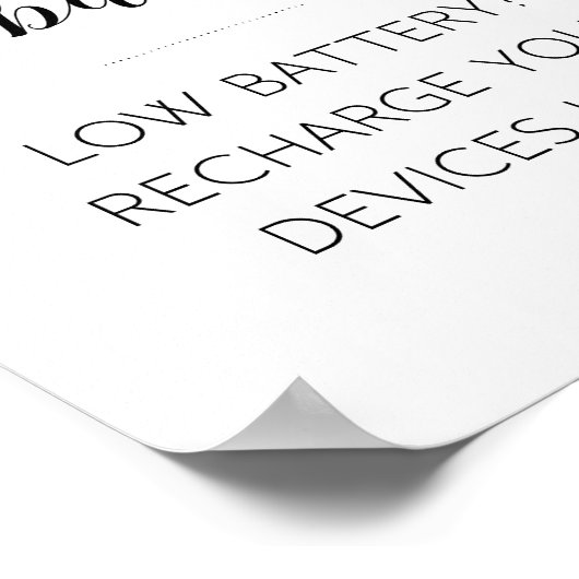 Elegant Electronics charging Wedding Sign Poster (Hoek)