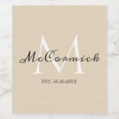 Elegant Elegant Custom Name Wedding Date Beige Win Wijn Etiket (Enkel label)