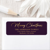 Elegant Elegant Custom Paars Gold Foil Merry kerst Etiket (Insitu)
