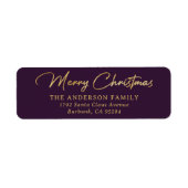 Elegant Elegant Custom Paars Gold Foil Merry kerst Etiket (Voorkant)