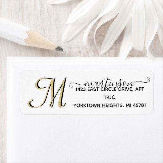 Elegant Elegant Script Custom Gold Monogram Label (Insitu)