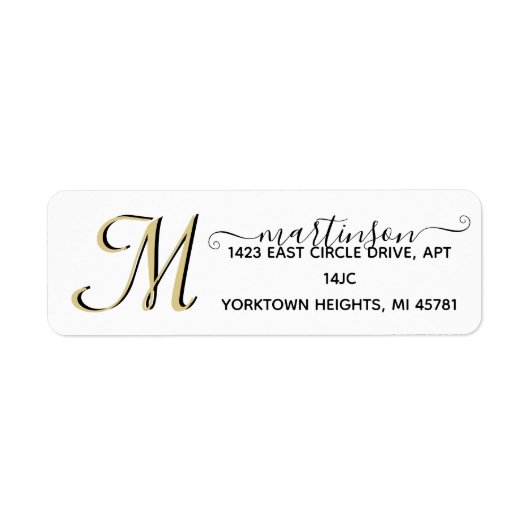 Elegant Elegant Script Custom Gold Monogram Label (Voorkant)