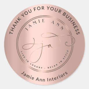 Elegant Elegant voor Eigen Logo Naam Web Roos Gold Ronde Sticker
