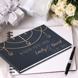Elegant elektrisch blauw traditioneel design gastenboek