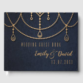 Elegant elektrisch blauw traditioneel design gastenboek (Voorkant)