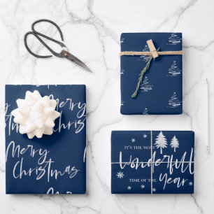 Elegant Elektrisch Blauw Vrolijk Kerstcitaat Gift Inpakpapier Vel