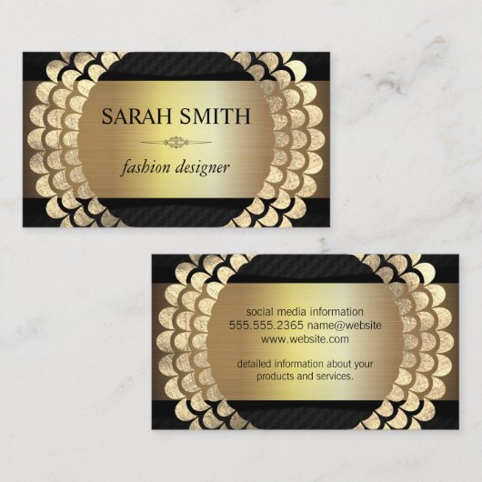 Elegant Element / Golden Folie Flake Pattern Visitekaartje (Voorkant / Achterkant)