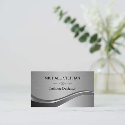 Elegant Element / Zilver Luxe Visitekaartje (Staand voorkant)