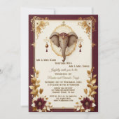 Elegant Elephant Auspicious Ganesha Floral Indian Kaart (Voorkant)