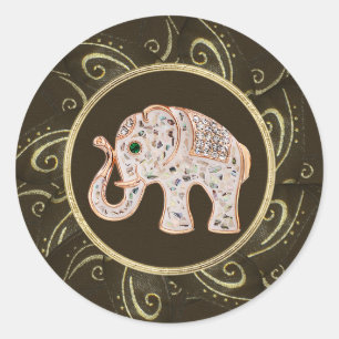 Elegant Elephant Jewels Foto's Afdrukstickers Ronde Sticker