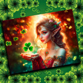 Elegant elf meisje St Patrick's Day bloemenzon Briefkaart