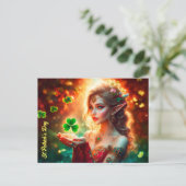 Elegant elf meisje St Patrick's Day bloemenzon Briefkaart (Staand voorkant)