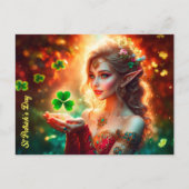 Elegant elf meisje St Patrick's Day bloemenzon Briefkaart (Voorkant)