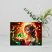 Elegant elf meisje St Patrick's Day bloemenzon Folie Feestdagen Briefkaart (Staand Voorkant)