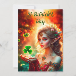 Elegant elf meisje St Patrick's Day bloemrijke zon Feestdagenkaart