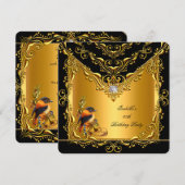 Elegant Elite Bird Black Gold Birthday Party Kaart (Voorkant / Achterkant)