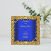 Elegant Elite Birthday Royal Blue Gold Kaart (Staand voorkant)