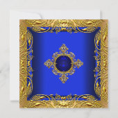 Elegant Elite Birthday Royal Blue Gold Kaart (Achterkant)