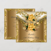 Elegant Elite Bronze Gold Roos Birthday Party 2 Kaart (Voorkant / Achterkant)