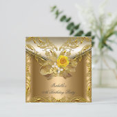 Elegant Elite Bronze Gold Roos Birthday Party Kaart (Staand voorkant)