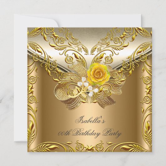 Elegant Elite Bronze Gold Roos Birthday Party Kaart (Voorkant)