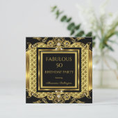 Elegant Elite Formal Gold Birthday Black Kaart (Staand voorkant)