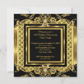 Elegant Elite Formal Gold Birthday Black Kaart (Achterkant)