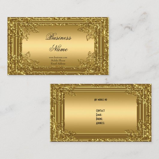 Elegant Elite Gold op Gouden Bloemen Profiel Kaart Visitekaartje (Voorkant / Achterkant)