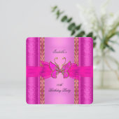 Elegant Elite Hot Pink Gold Butterfly Kaart (Staand voorkant)